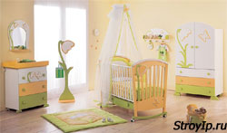 Детская комната новорождённого, выбор мебели для новорождённого, детская кроватка