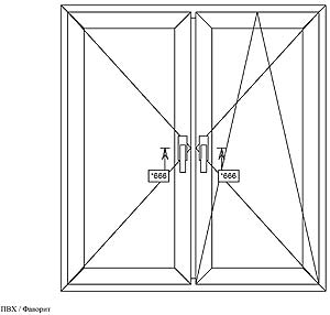 Двустворчатое окно 1500 х 1000 мм: Двустворчатое ПВХ окно, двухкамерный стеклопакет, правая створка поворотно-откидная, левая створка глухая
