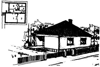  План и общий вид дома с шатровой крышей