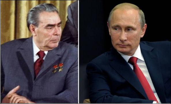 Владимир Путин и Леонид Брежнев
